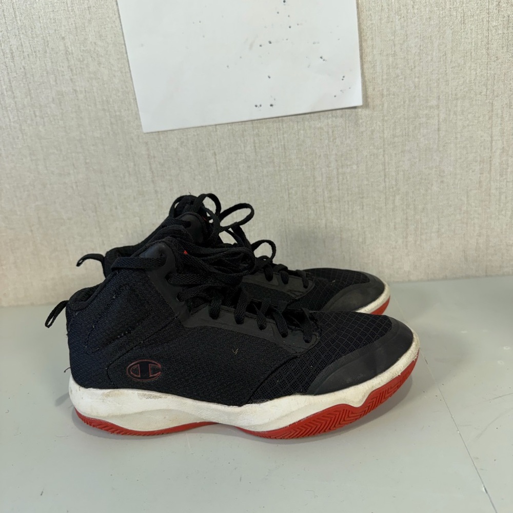 Champion Kids Black and Red High-Top‎ Sneakers